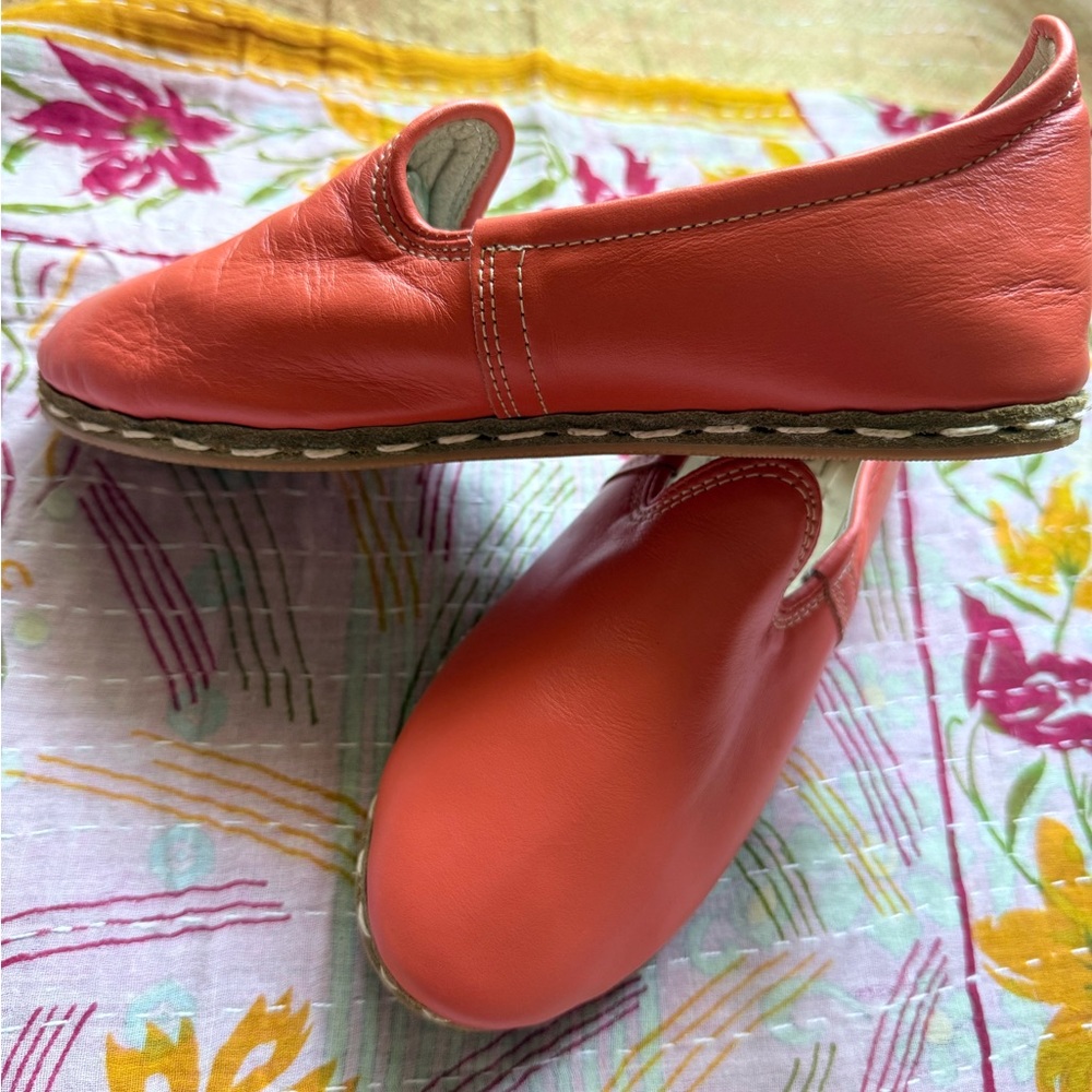 Tigris Orange Leather Slip-On Shoes - Picture 2 of 11